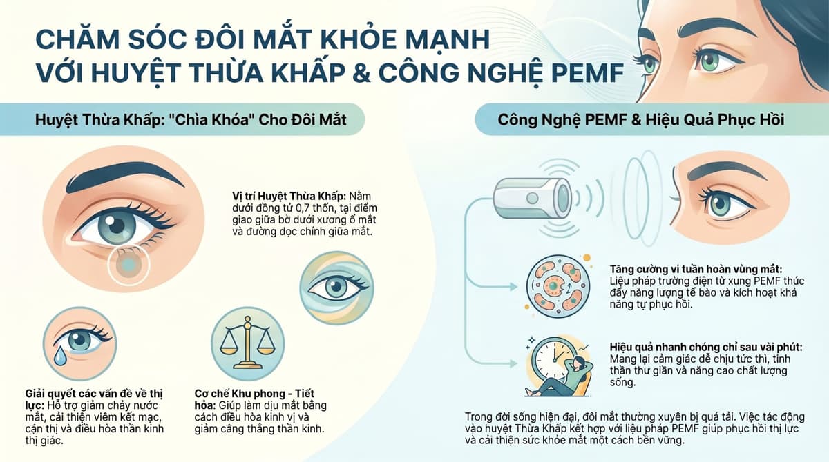 ARCTOZEN THERAPY: HUYỆT THỪA KHẤP VÀ CÔNG NGHỆ PEMF  -  PHƯƠNG PHÁP CHĂM SÓC THỊ GIÁC VÀ GIẢI TỎA ÁP LỰC VÙNG MẮT TRONG KỶ NGUYÊN SỐ