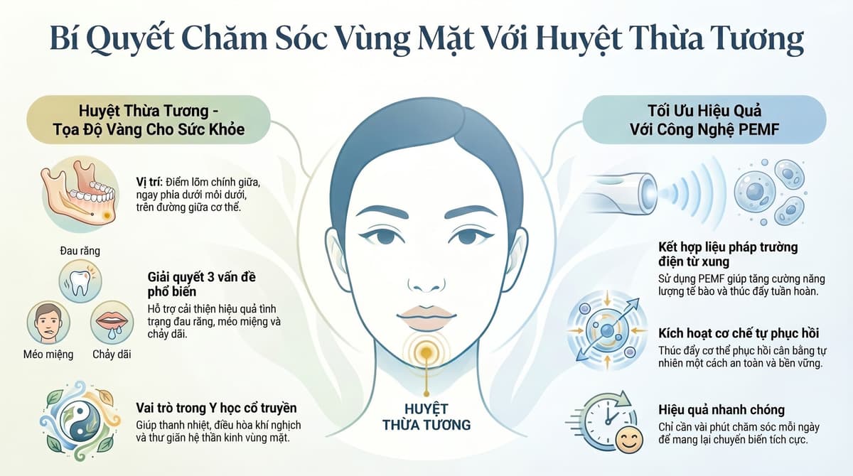 ARCTOZEN THERAPY: HUYỆT THỪA TƯƠNG VÀ CÔNG NGHỆ PEMF  -  CƠ CHẾ ĐIỀU HÒA KHÍ HUYẾT VÀ GIẢI ÁP CƠ VÙNG MẶT DƯỚI