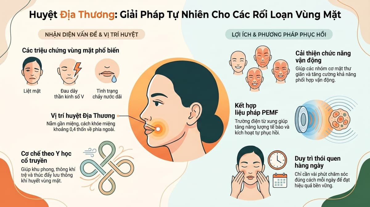 ARCTOZEN THERAPY: HUYỆT ĐỊA THƯƠNG VÀ CÔNG NGHỆ PEMF  -  CƠ CHẾ ĐIỀU HÒA TUẦN HOÀN NGOẠI VI VÀ GIẢI ÁP HỆ CƠ VÙNG MIỆNG